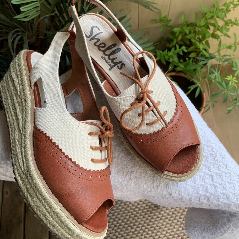 Shellys London Espadrille Open Toe Wedge new